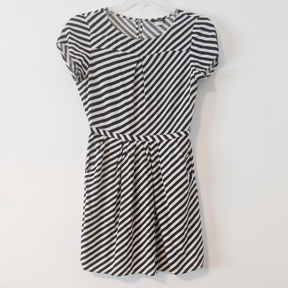 J Crew Factory Preppy Black & White Striped Rayon Mini Dress 4